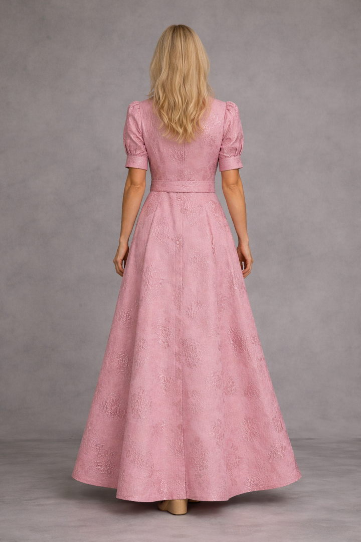 Ruža | Maksimalna Haljina sa Pojasom u Printu