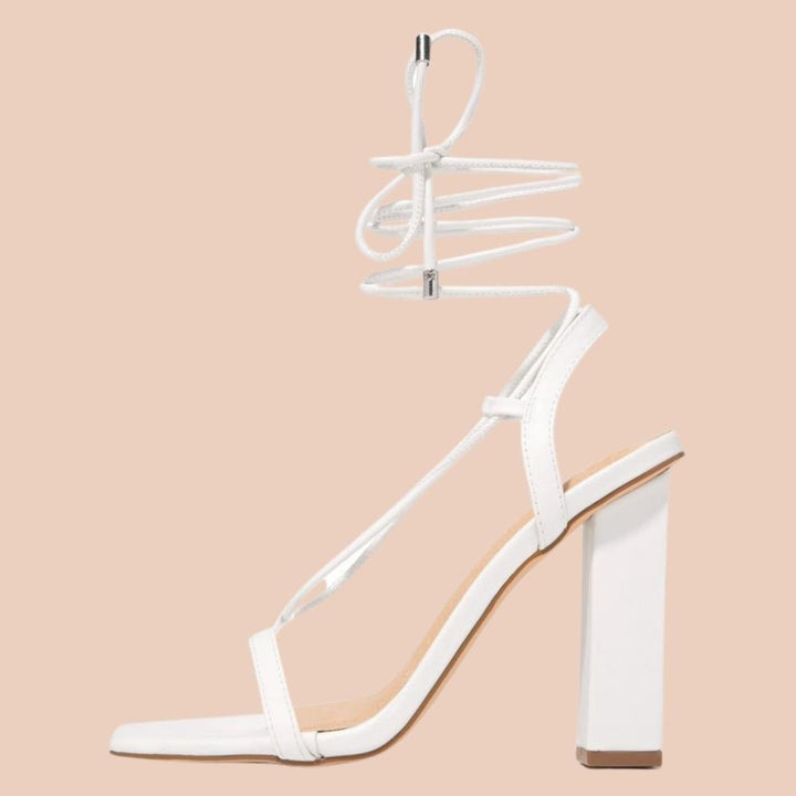 Nina | Sandale sa vezivanjem i debelom petom