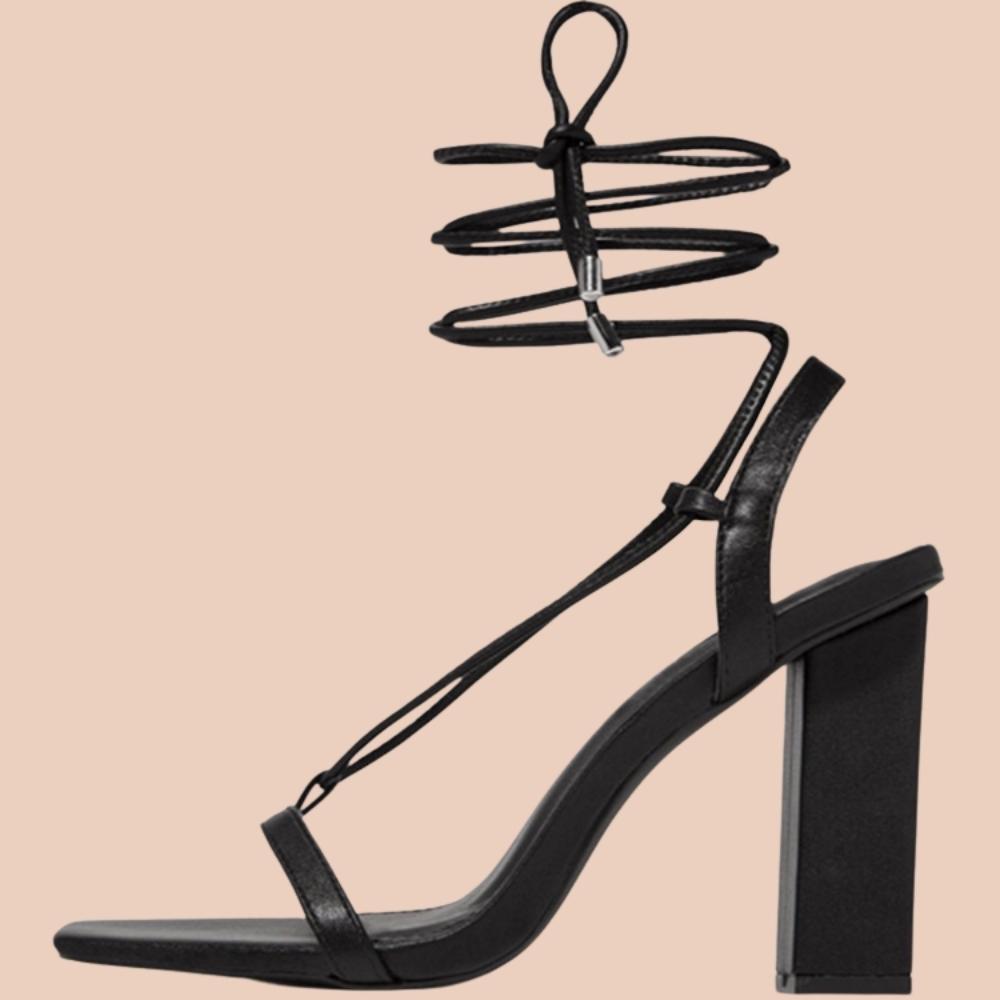 Nina | Sandale sa vezivanjem i debelom petom